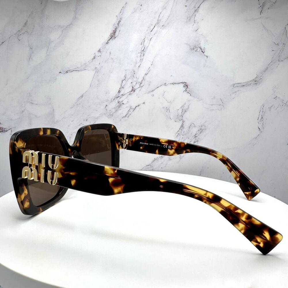 New MIU MIU Sunglasses Brown Square Gold Full Rim… - image 14